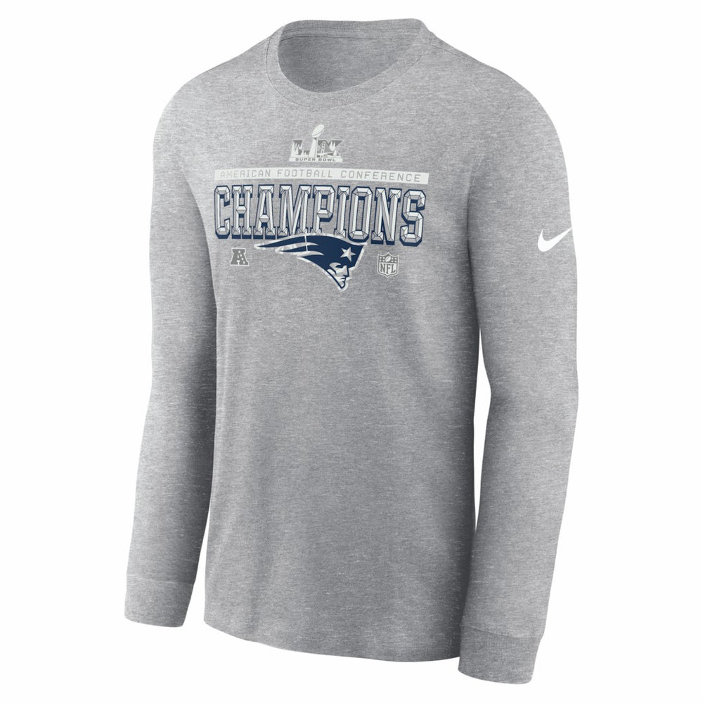New England Patriots Nike 2025 AFC Champions Locker Room Trophy Collection Long Sleeve T-Shirt