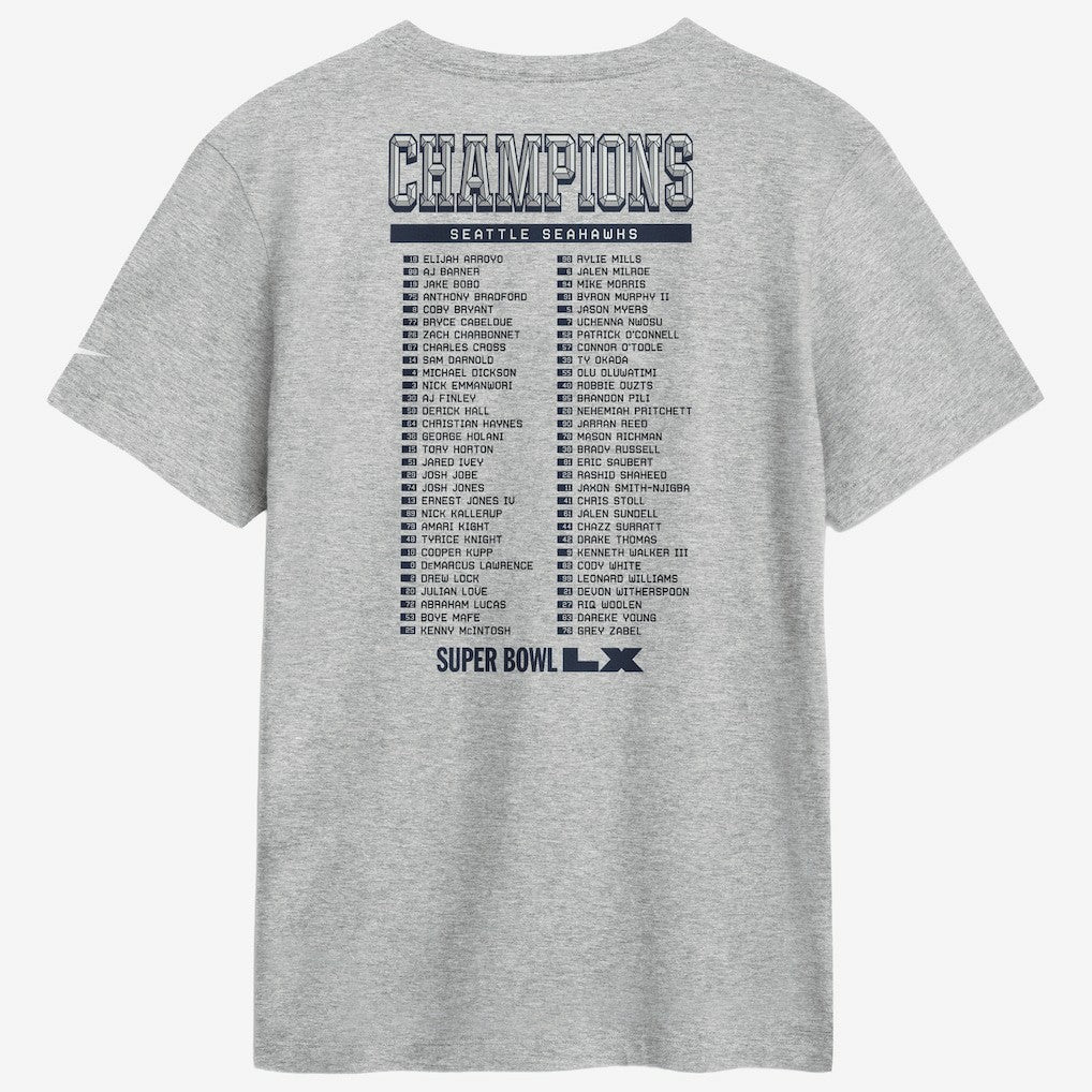 Seattle Seahawks Nike Super Bowl LX Champions Ice Classic Roster T-Shirt