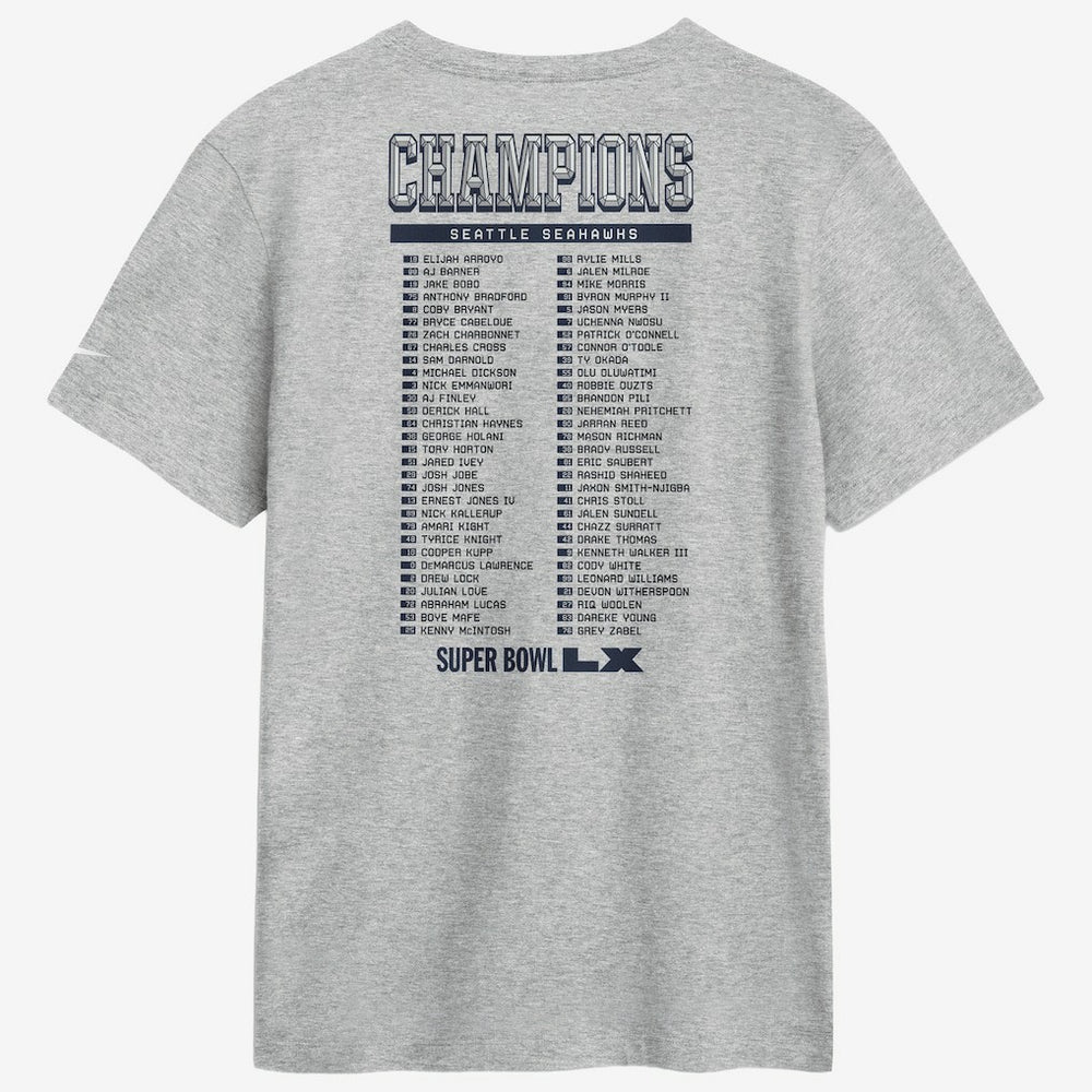 Seattle Seahawks Nike Super Bowl LX Champions Ice Classic Roster T-Shirt