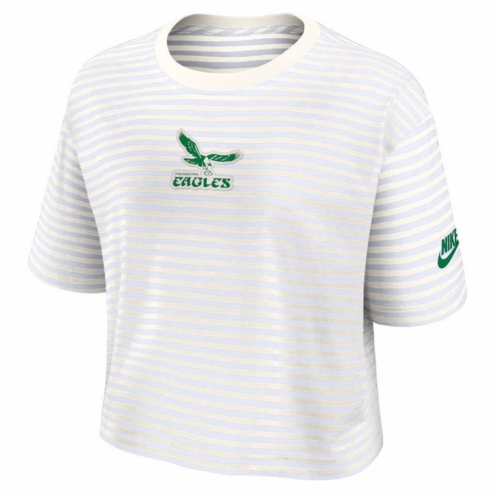Philadelphia Eagles Nike Women's Striped Cropped T-Shirt