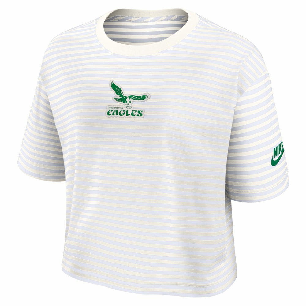 Philadelphia Eagles Nike Women's Striped Cropped T-Shirt