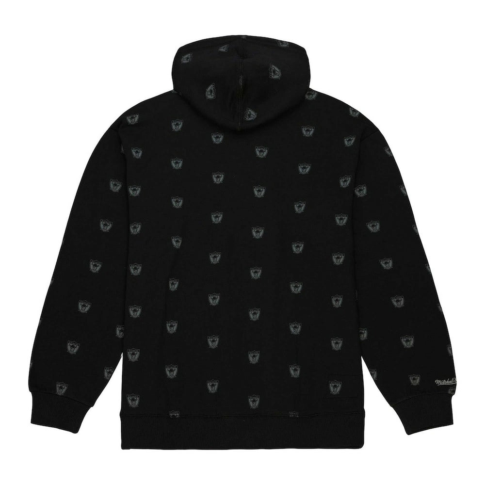 Las Vegas Raiders Mitchell & Ness Allover Print Fleece Pullover Hoodie