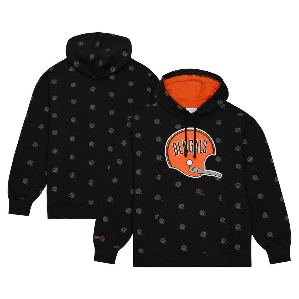 Cincinnati Bengals Mitchell & Ness Allover Print Fleece Pullover Hoodie