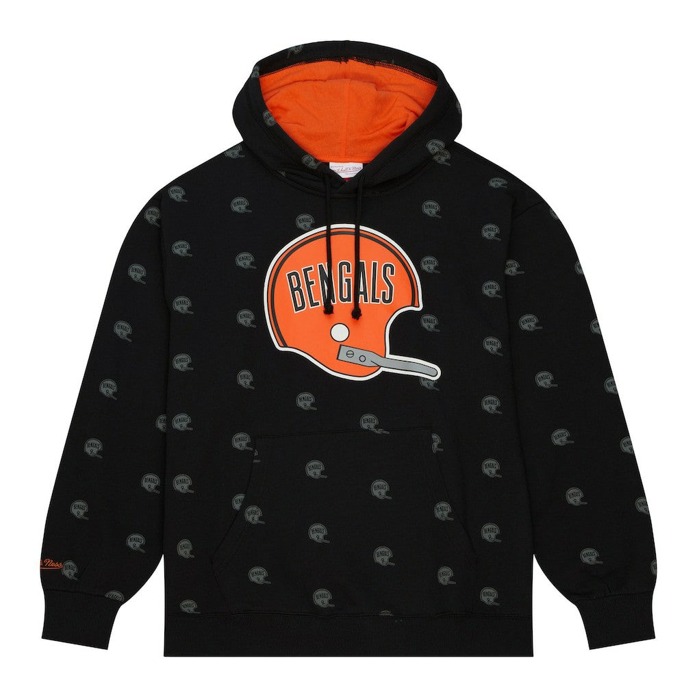 Cincinnati Bengals Mitchell & Ness Allover Print Fleece Pullover Hoodie