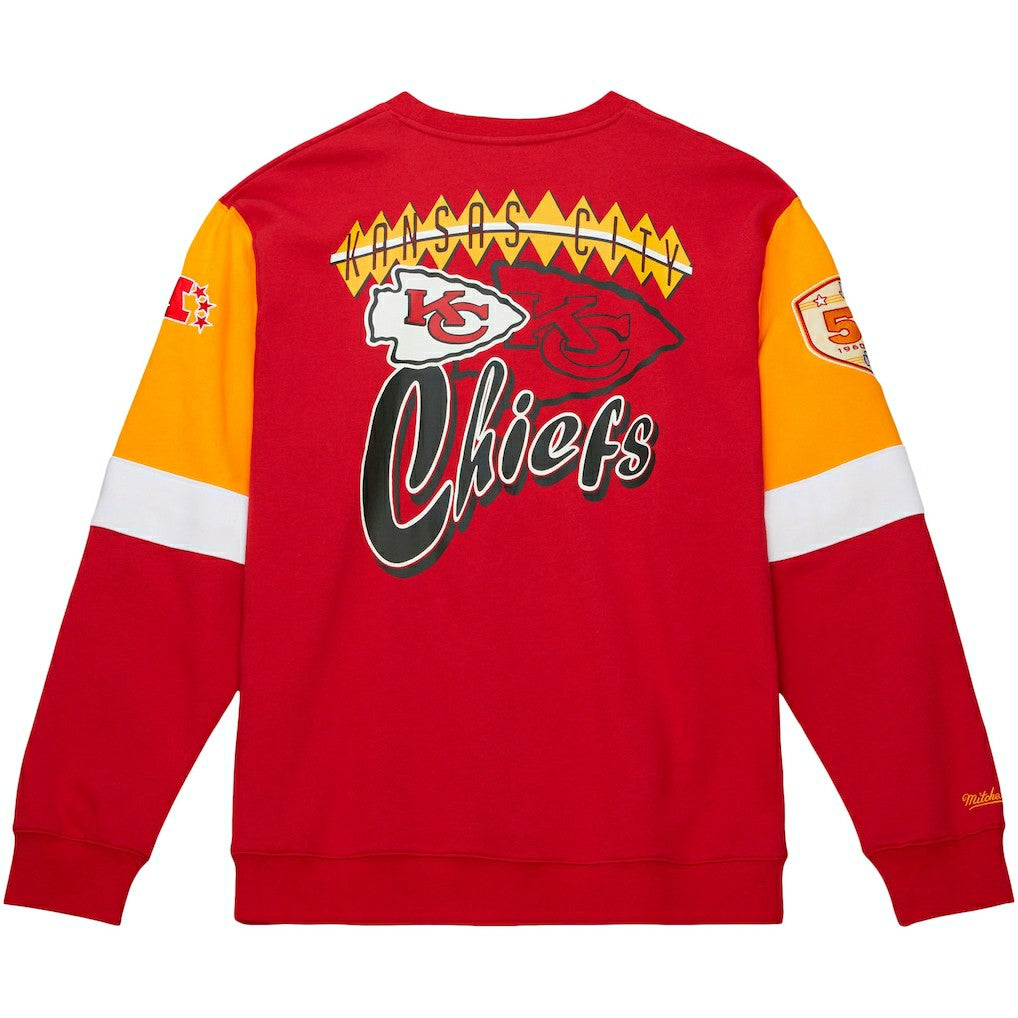 Kansas City Chiefs Mitchell & Ness Gridiron Classics Allover 3.0 Pullover Sweatshirt