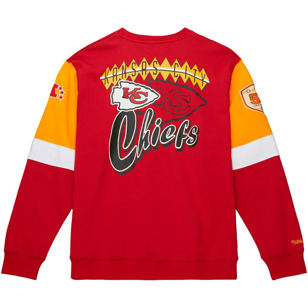 Kansas City Chiefs Mitchell & Ness Gridiron Classics Allover 3.0 Pullover Sweatshirt