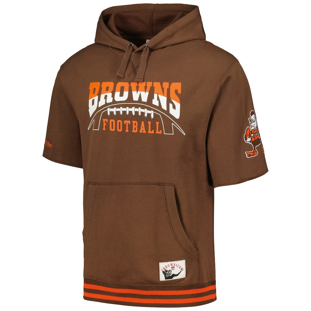 Cleveland Browns Mitchell & Ness Pre-Game Short Sleeve Pullover Hoodie
