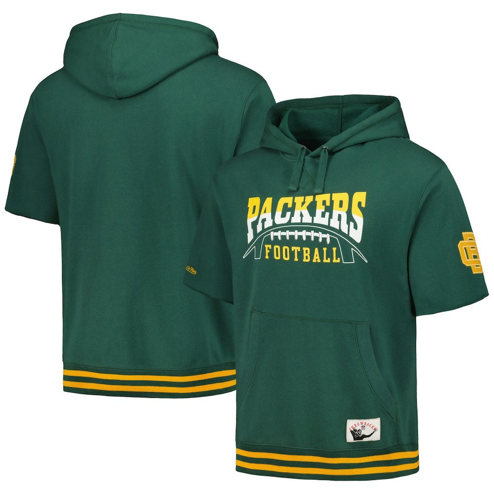 Green Bay Packers Mitchell & Ness Pre-Game Short Sleeve Pullover Hoodie