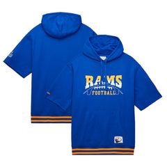 Los Angeles Rams Mitchell & Ness Pre-Game Short Sleeve Pullover Hoodie