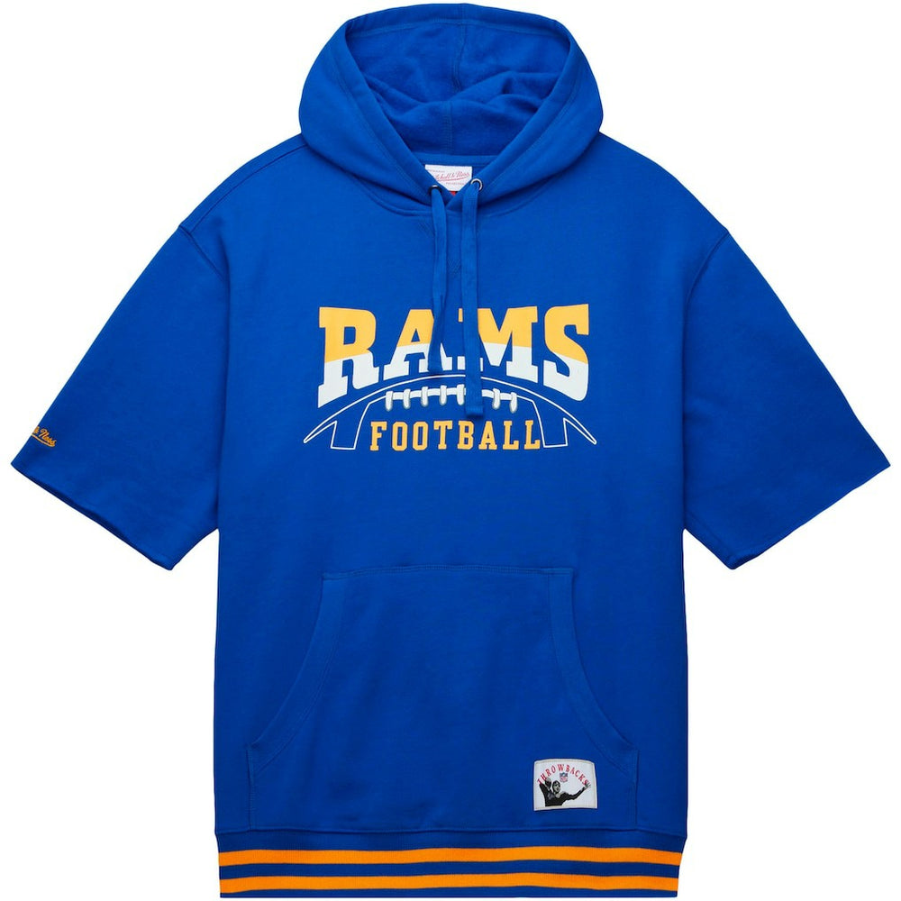 Los Angeles Rams Mitchell & Ness Pre-Game Short Sleeve Pullover Hoodie
