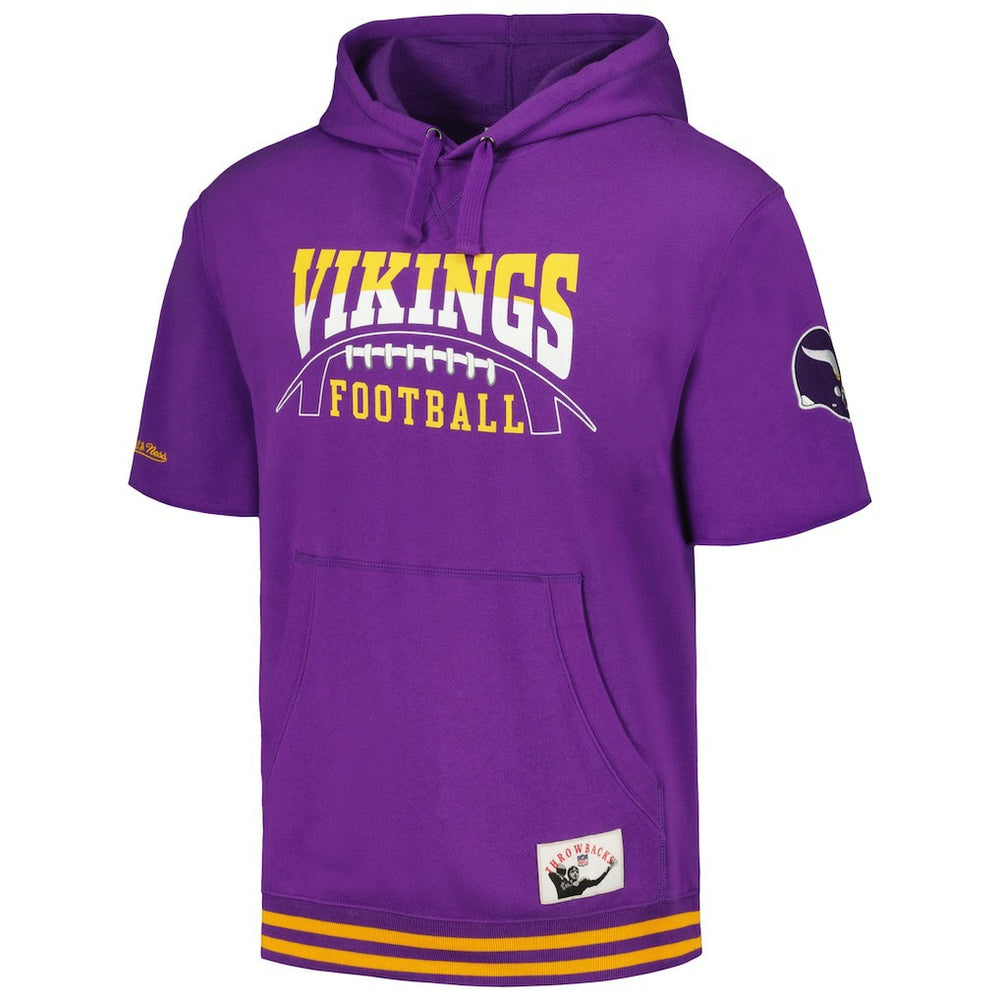 Minnesota Vikings Mitchell & Ness Pre-Game Short Sleeve Pullover Hoodie