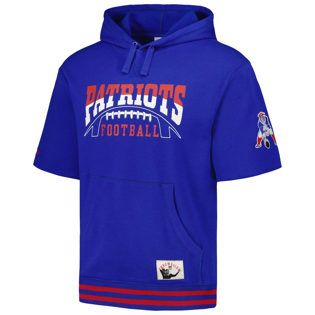 New England Patriots Mitchell & Ness Pre-Game Short Sleeve Pullover Hoodie