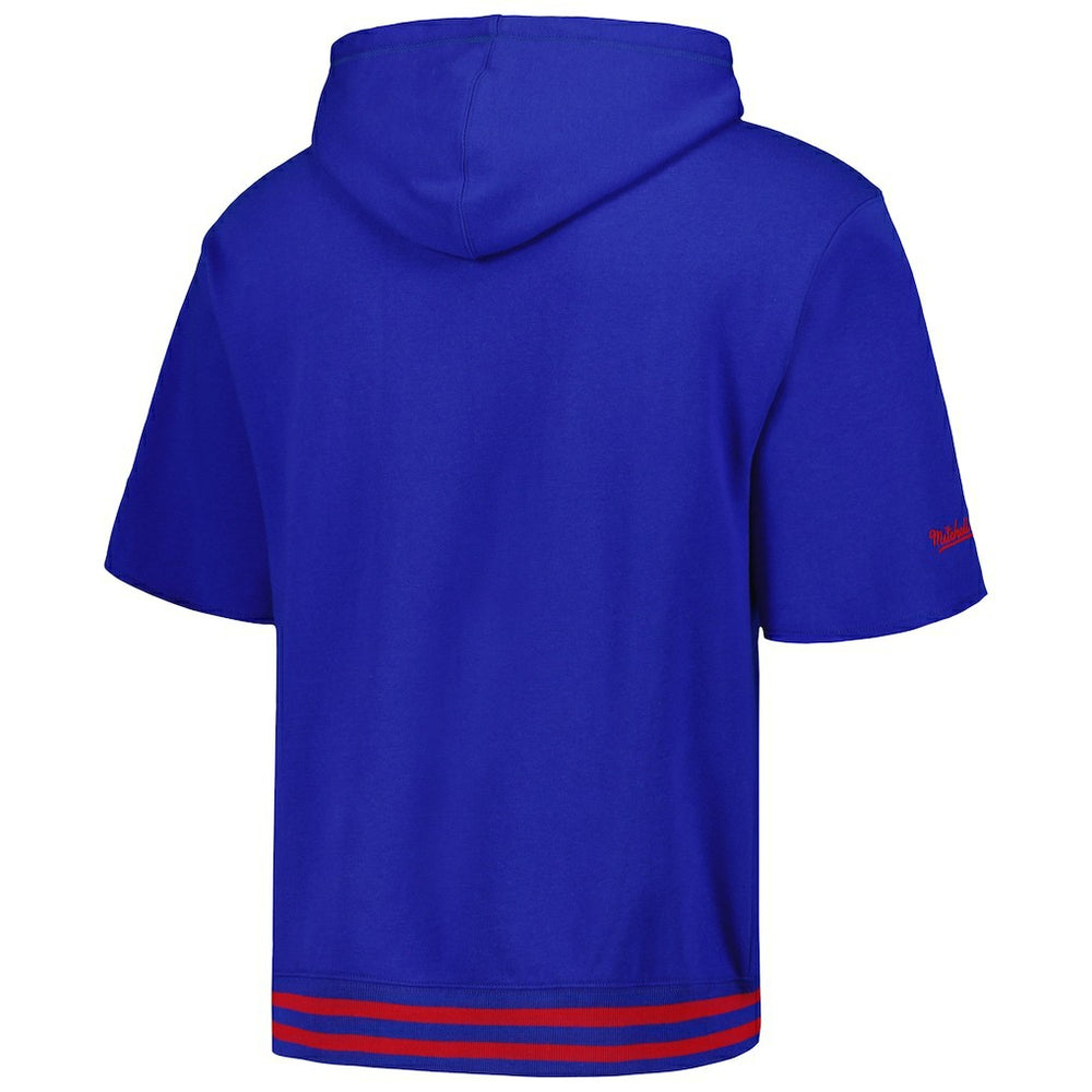 New England Patriots Mitchell & Ness Pre-Game Short Sleeve Pullover Hoodie