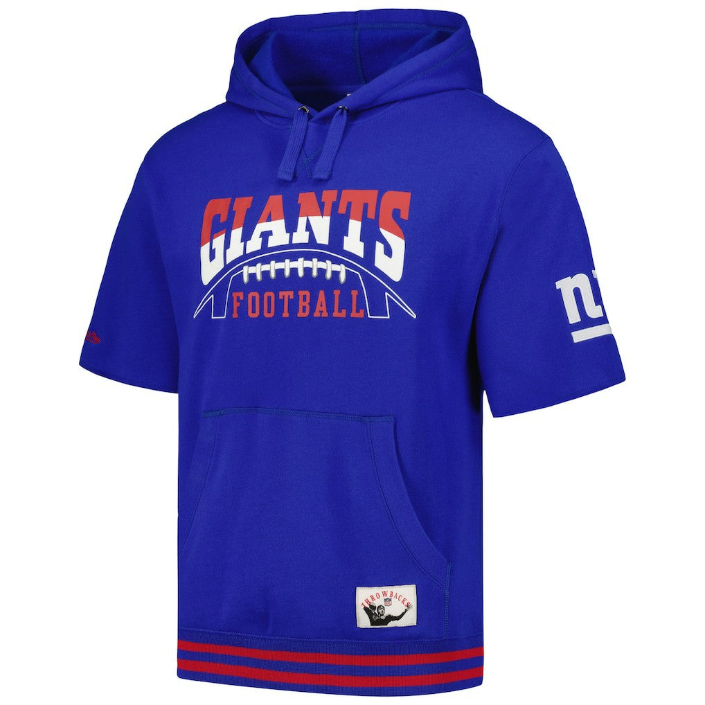 New York Giants Mitchell & Ness Pre-Game Short Sleeve Pullover Hoodie