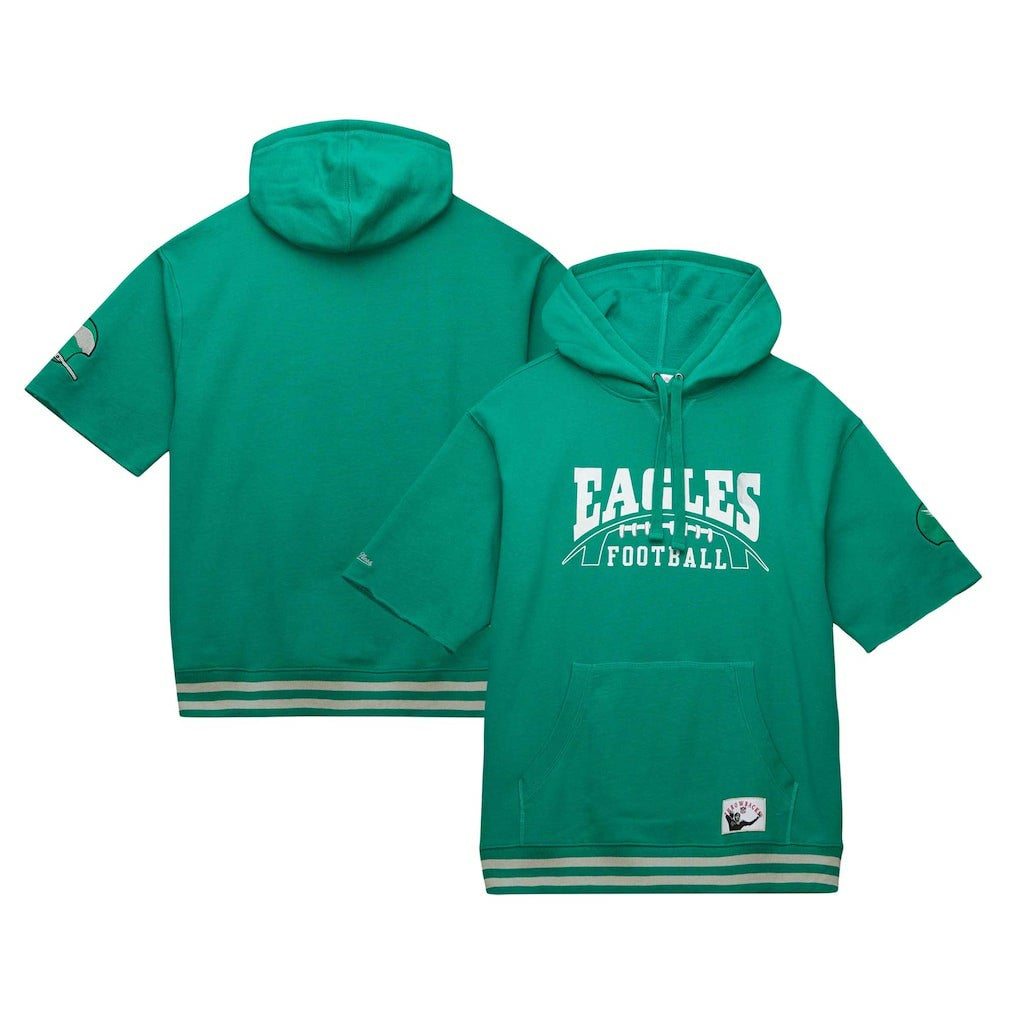 Philadelphia Eagles Mitchell & Ness Pre-Game Short Sleeve Pullover Hoodie