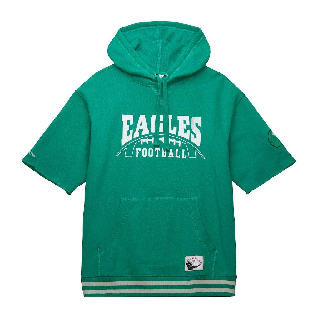 Philadelphia Eagles Mitchell & Ness Pre-Game Short Sleeve Pullover Hoodie