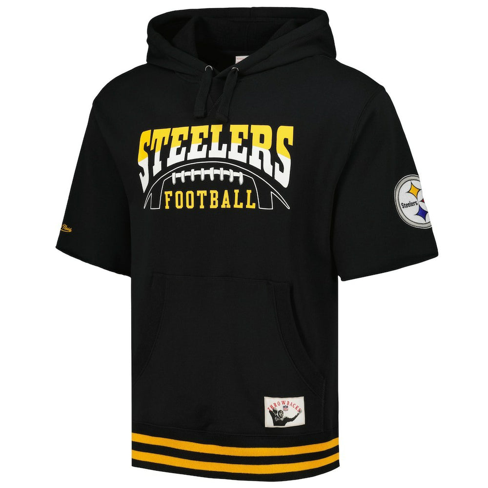 Pittsburgh Steelers Mitchell & Ness Pre-Game Short Sleeve Pullover Hoodie