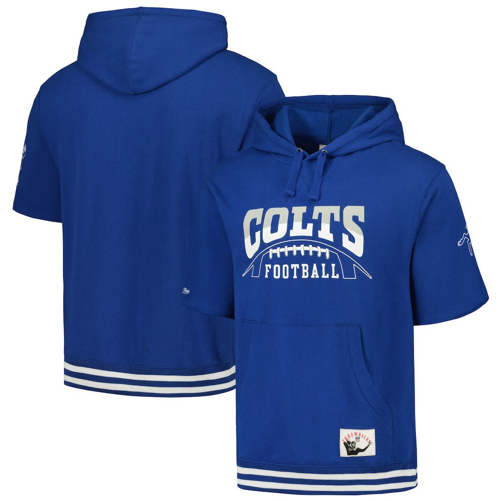 Indianapolis Colts Mitchell & Ness Pre-Game Short Sleeve Pullover Hoodie