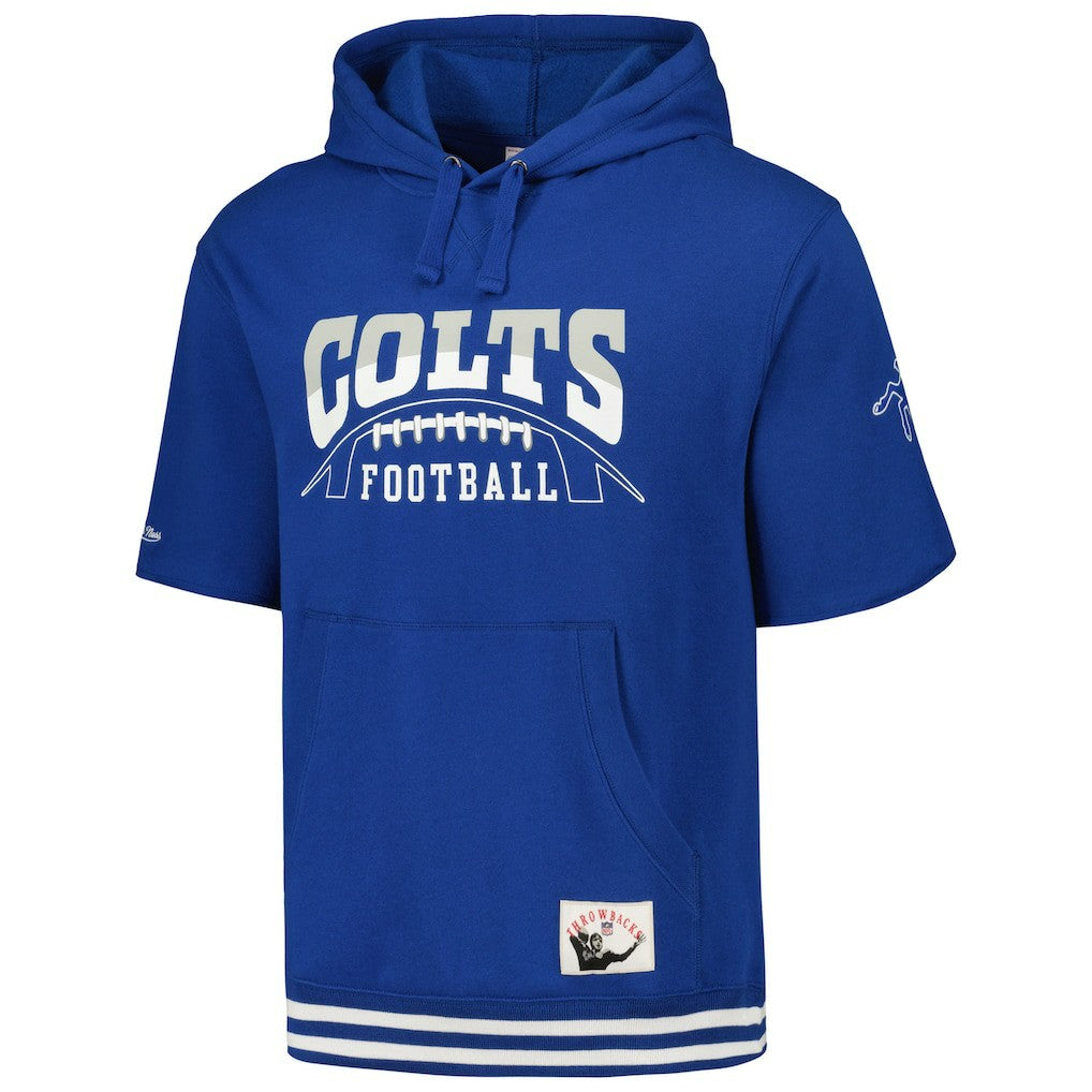 Indianapolis Colts Mitchell & Ness Pre-Game Short Sleeve Pullover Hoodie