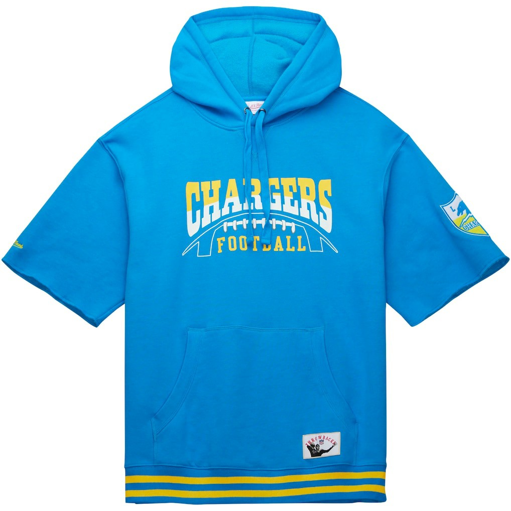 Los Angeles Chargers Mitchell & Ness Pre-Game Short Sleeve Pullover Hoodie