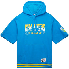 Los Angeles Chargers Mitchell & Ness Pre-Game Short Sleeve Pullover Hoodie