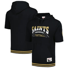New Orleans Saints Mitchell & Ness Pre-Game Short Sleeve Pullover Hoodie