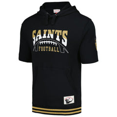 New Orleans Saints Mitchell & Ness Pre-Game Short Sleeve Pullover Hoodie