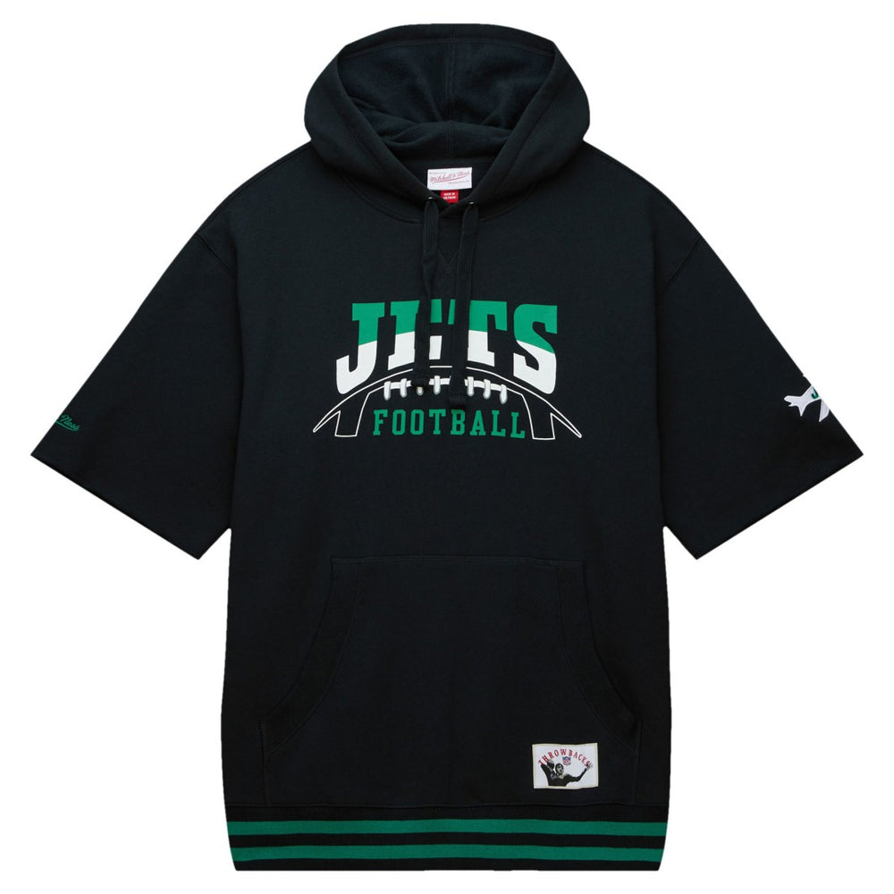 New York Jets Mitchell & Ness Pre-Game Short Sleeve Pullover Hoodie