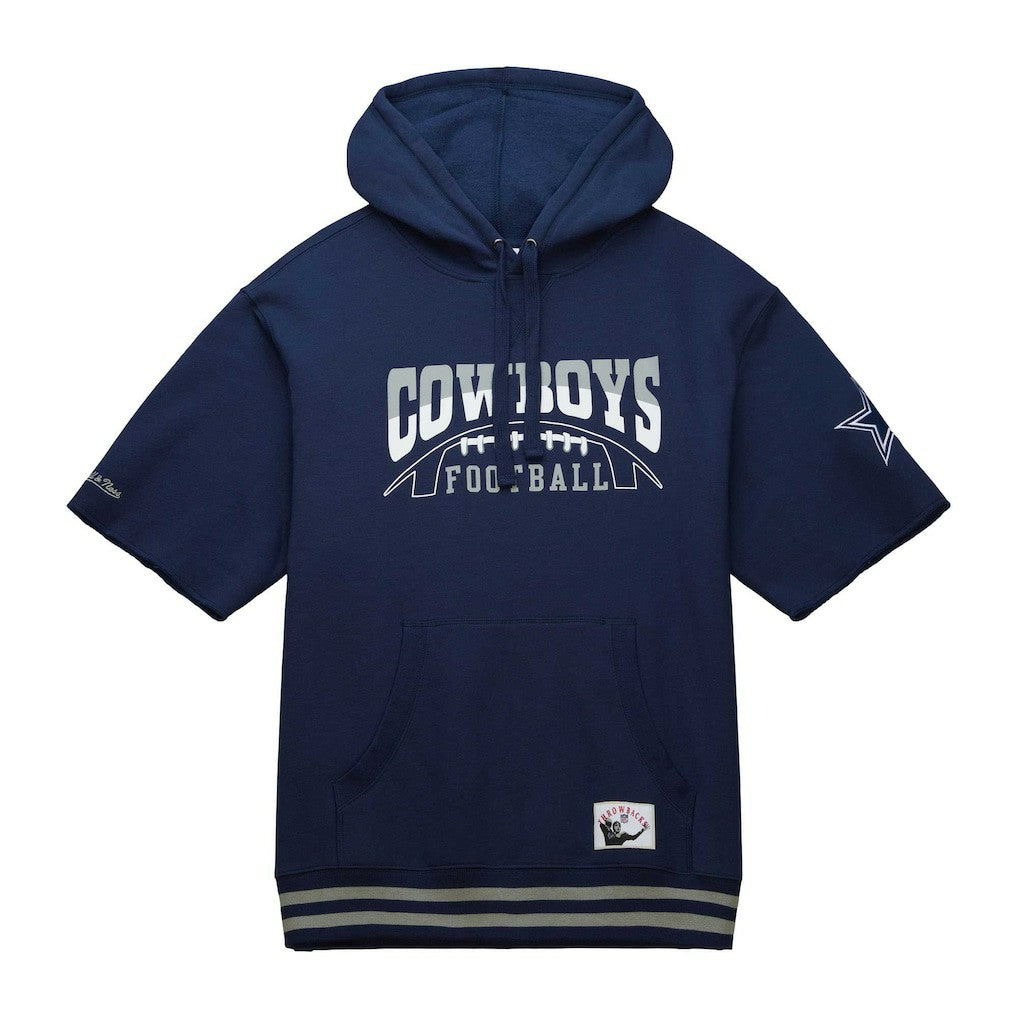 Dallas Cowboys Mitchell & Ness Pre-Game Short Sleeve Pullover Hoodie