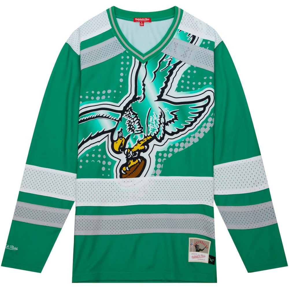 Philadelphia Eagles Mitchell & Ness Women's Big Face 7.0 Long Sleeve Jersey T-Shirt