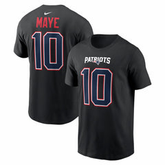 New England Patriots Nike Drake Maye  Carbon Name & Number T-Shirt
