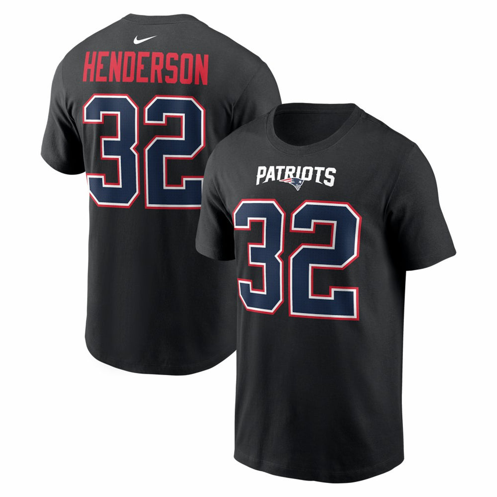New England Patriots Nike TreVeyon Henderson  Carbon Name & Number T-Shirt