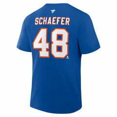 Matthew Schaefer New York Islanders Fanatics Authentic Stack Name & Number T-Shirt For Sale