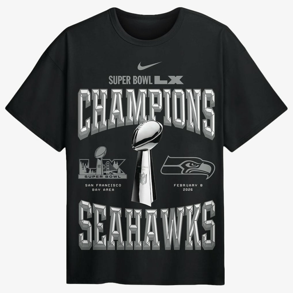 Seattle Seahawks Nike Super Bowl LX Champions Locker Room Trophy Collection Authentic T-Shirt