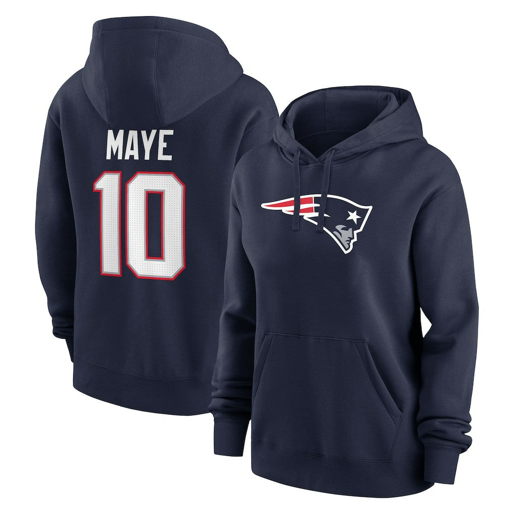 New England Patriots Nike Drake Maye  Women's Player Name & Number Fleece Hoodie