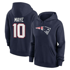 New England Patriots Nike Drake Maye  Women's Player Name & Number Fleece Hoodie