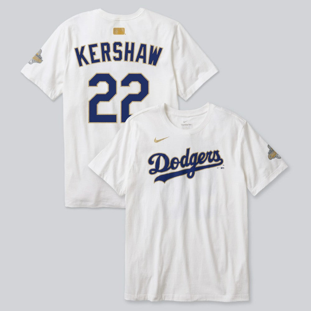 Clayton Kershaw Los Angeles Dodgers Nike 2026 Gold Collection Player Name & Number T-Shirt | MLB On Sale