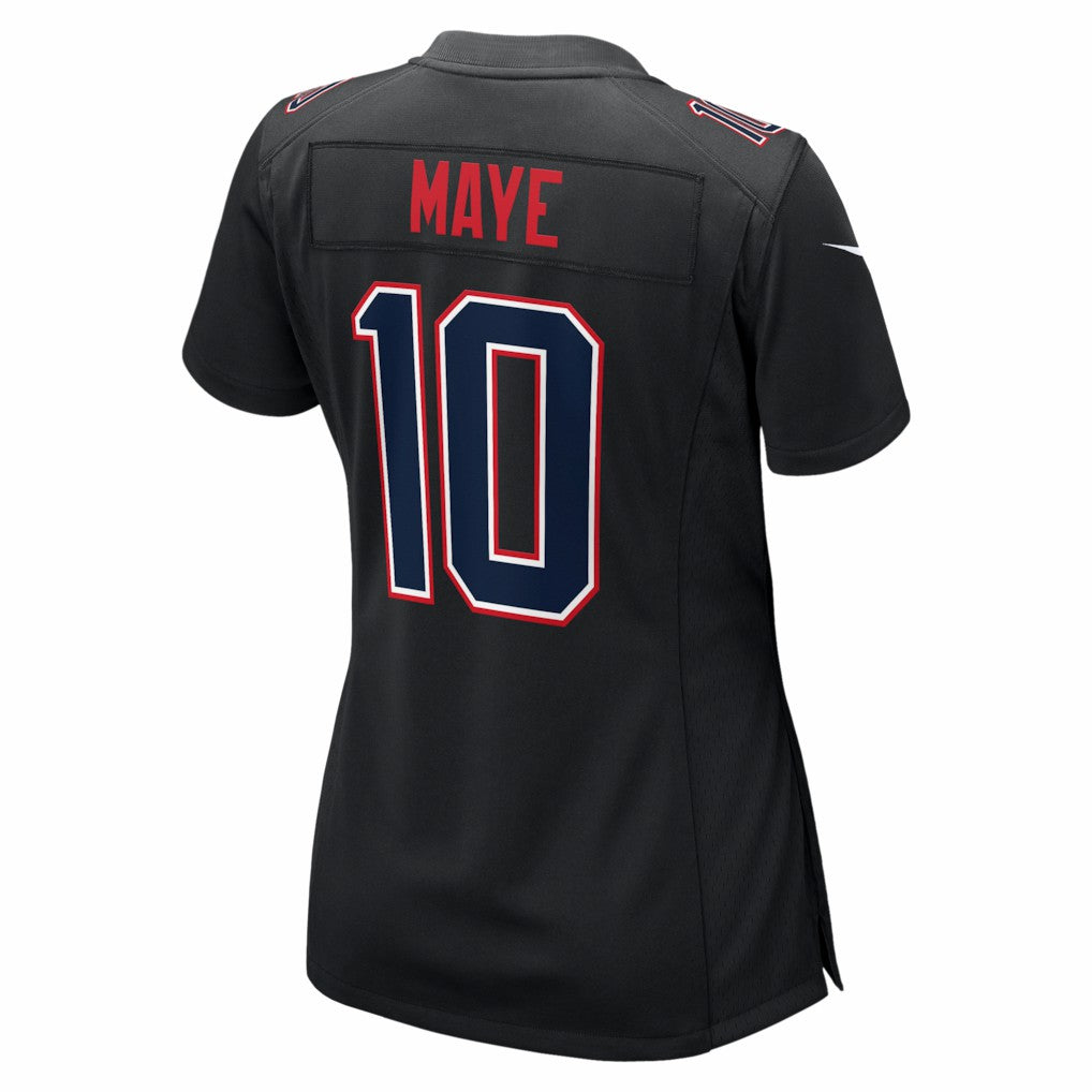New England Patriots Nike Drake Maye  Women's Super Bowl LX Patch Carbon Fashion Game Jersey