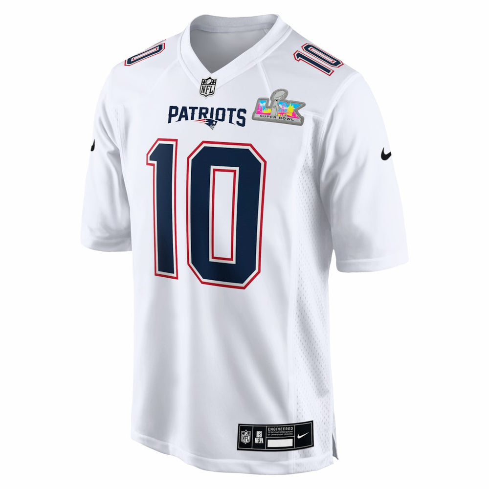 Drake Maye New England Patriots Super Bowl LX Patch Tundra Fashion Game Jersey - White