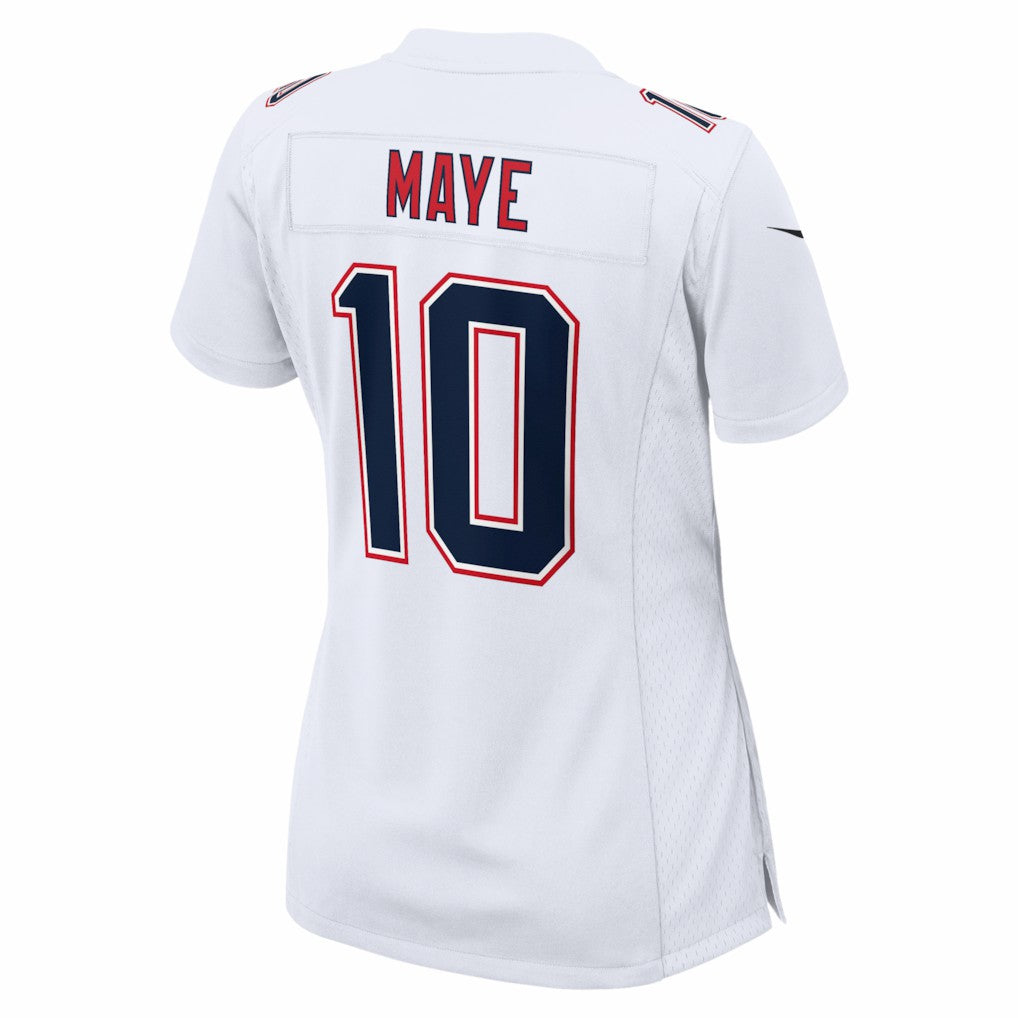 New England Patriots Nike Drake Maye  Women's Super Bowl LX Patch Tundra Fashion Game Jersey