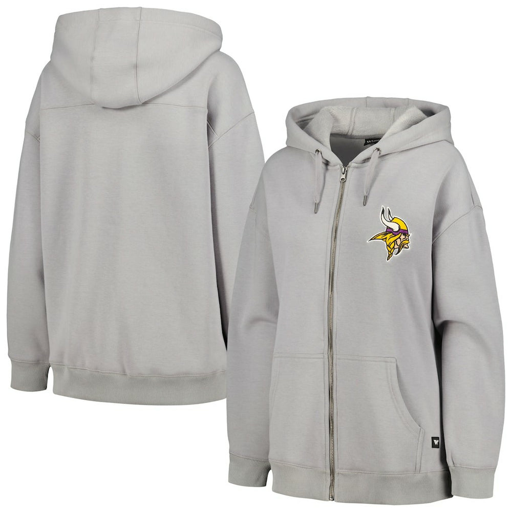 Minnesota Vikings  The Wild Collective Women's Faux Fur Lined Tri-Blend Full-Zip Hoodie