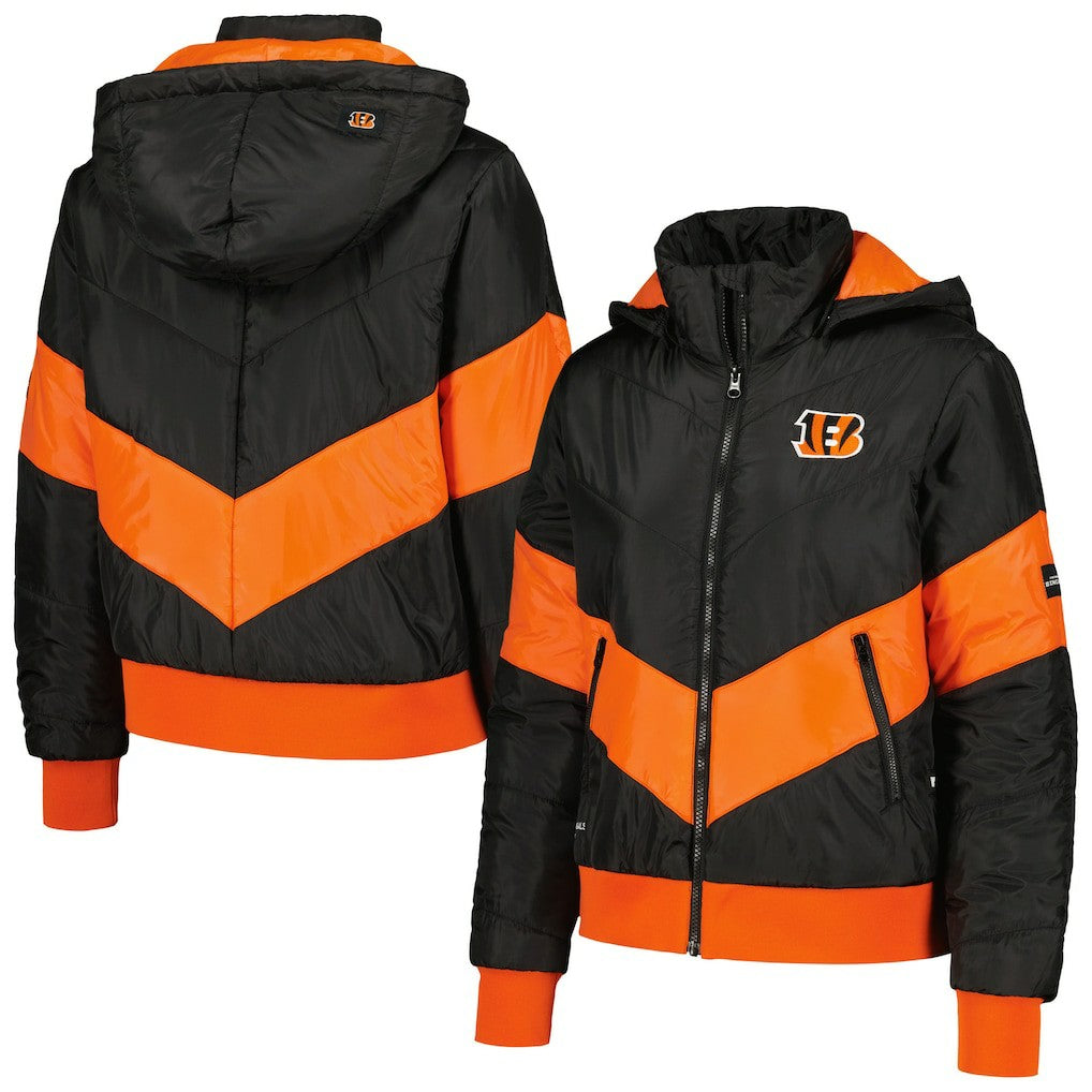 Cincinnati Bengals  The Wild Collective Women's Puffer Full-Zip Hoodie