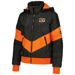 Cincinnati Bengals  The Wild Collective Women's Puffer Full-Zip Hoodie