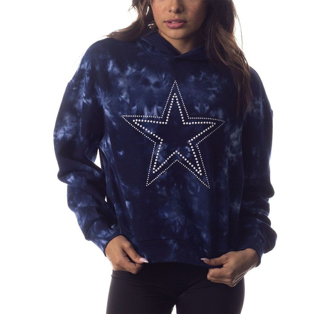 Dallas Cowboys  The Wild Collective Women's Tie-Dye Cropped Pullover Hoodie