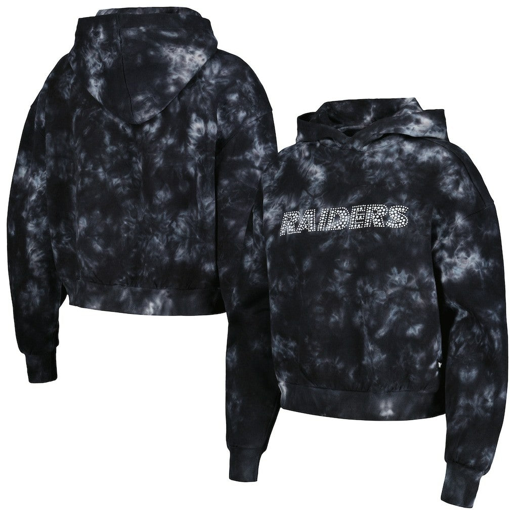 Las Vegas Raiders  The Wild Collective Women's Tie-Dye Cropped Pullover Hoodie