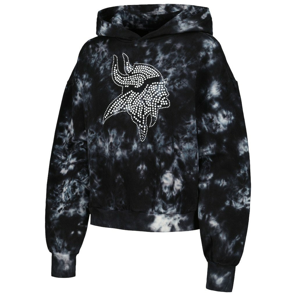 Minnesota Vikings  The Wild Collective Women's Tie-Dye Cropped Pullover Hoodie