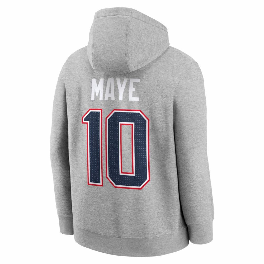 New England Patriots Nike Drake Maye  Super Bowl LX Patch Name & Number Hoodie