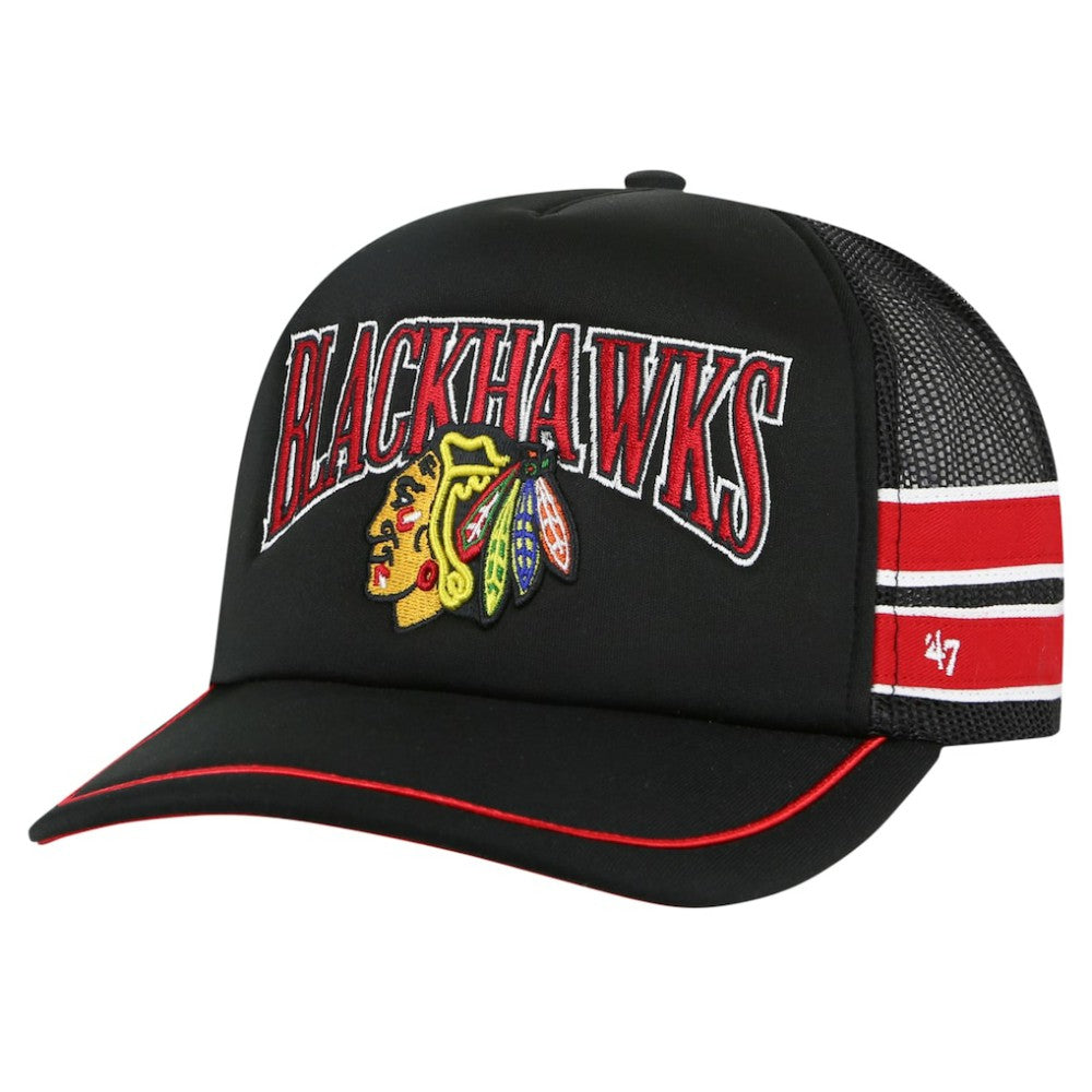 Chicago Blackhawks '47 Sideband Stripes Trucker Snapback Hat Online