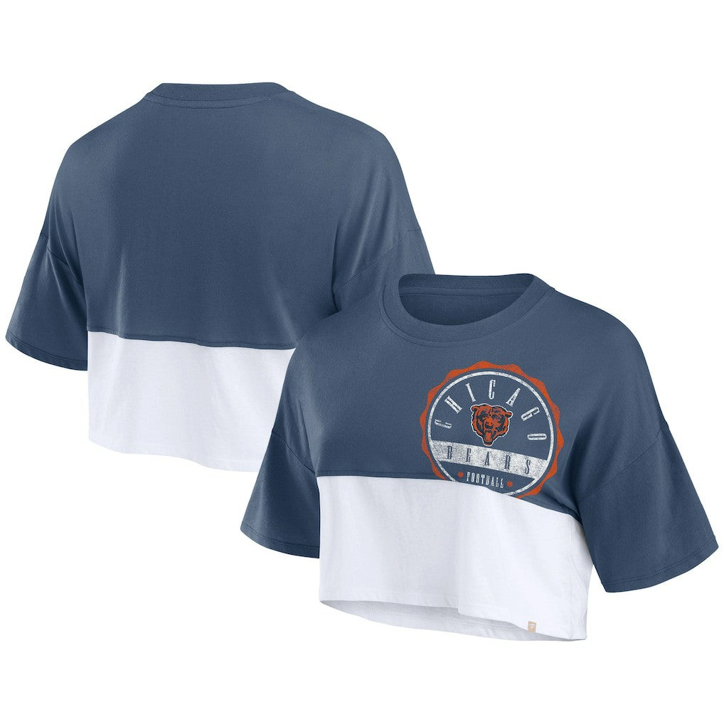 Chicago Bears Fanatics Women's Boxy Color Split Cropped T-Shirt