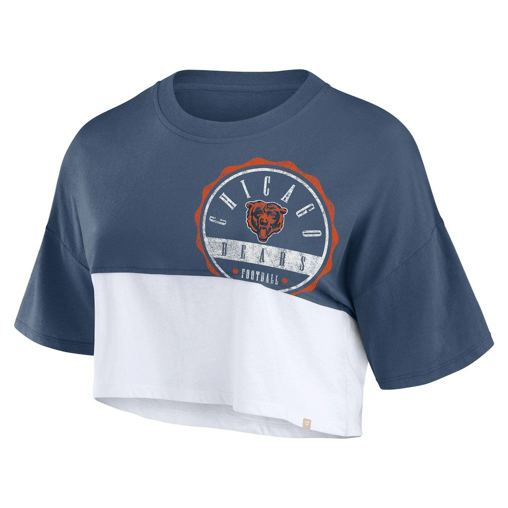 Chicago Bears Fanatics Women's Boxy Color Split Cropped T-Shirt